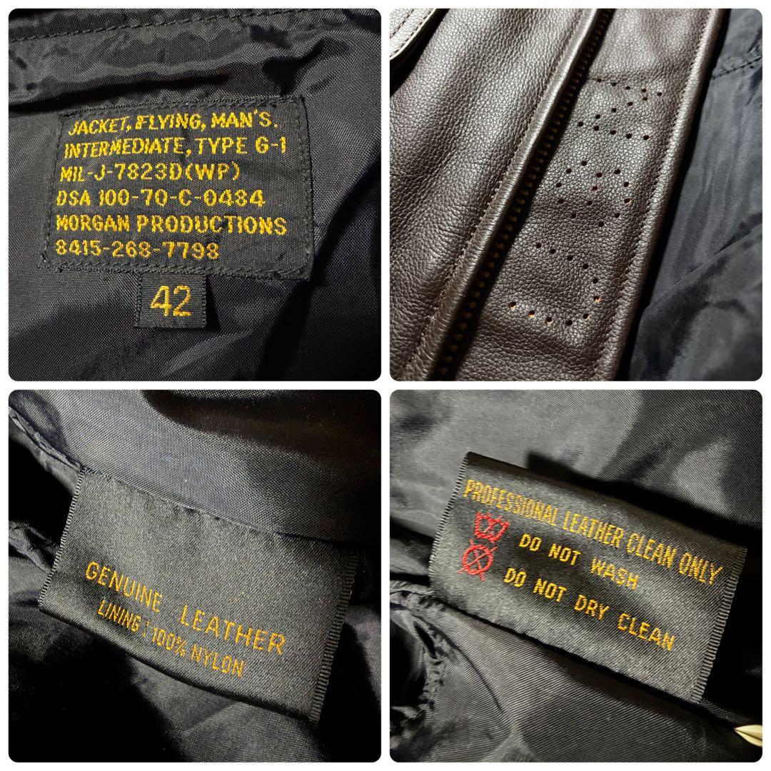 極美品■MORGAN フライトジャケット　 G-1 襟ボア　ブラウン　本革　42