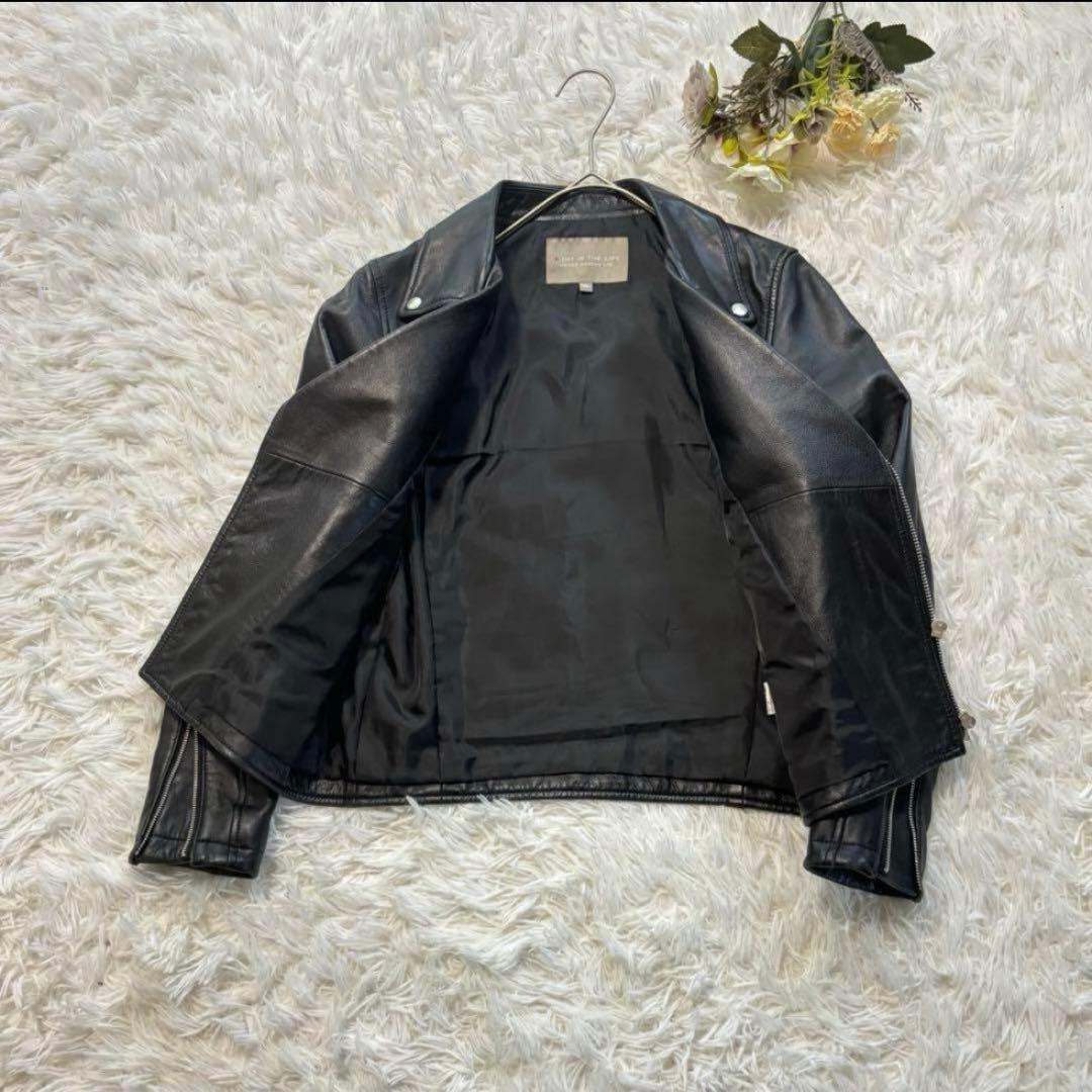 UNITED ARROWS ダブルライダースジャケット 36 ラムレザー 黒