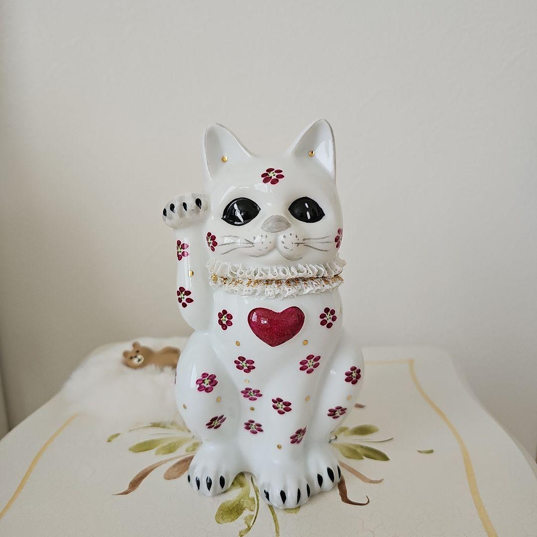  ARDEN. ロイヤルアーデン　ハート花柄招き猫ピンクキャット♥️