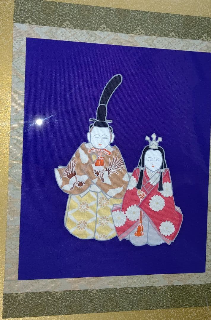 大きめ お雛様 壁掛け ガラスケース 額装 額縁 表具　おひなさま　ひな祭り