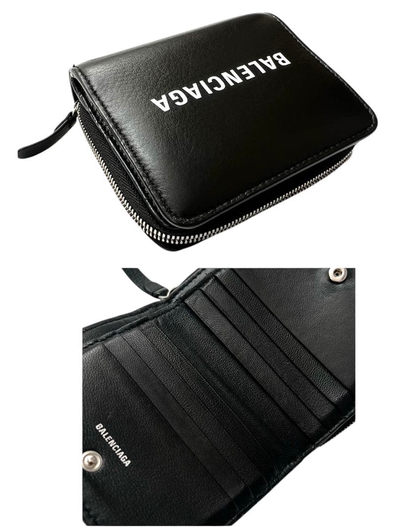 美品✨BALENCIAGAバレンシアガ財布　二つ折財布ファスナー490618 黒
