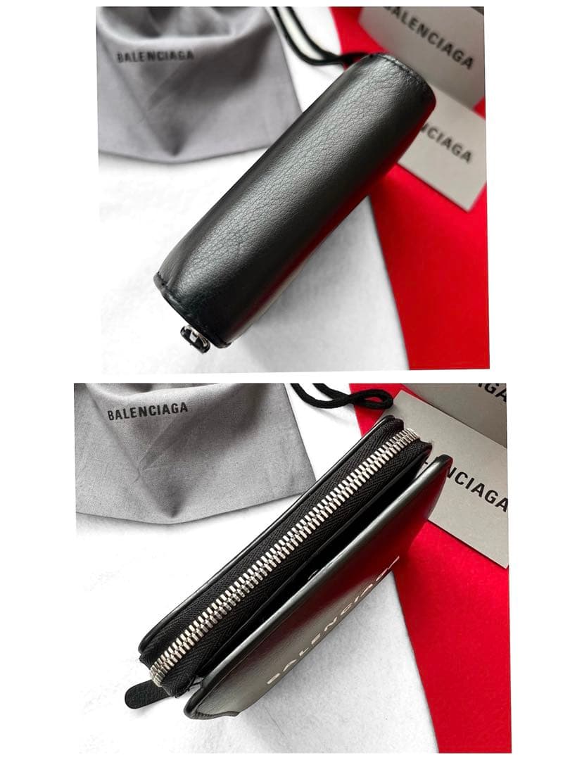 美品✨BALENCIAGAバレンシアガ財布　二つ折財布ファスナー490618 黒