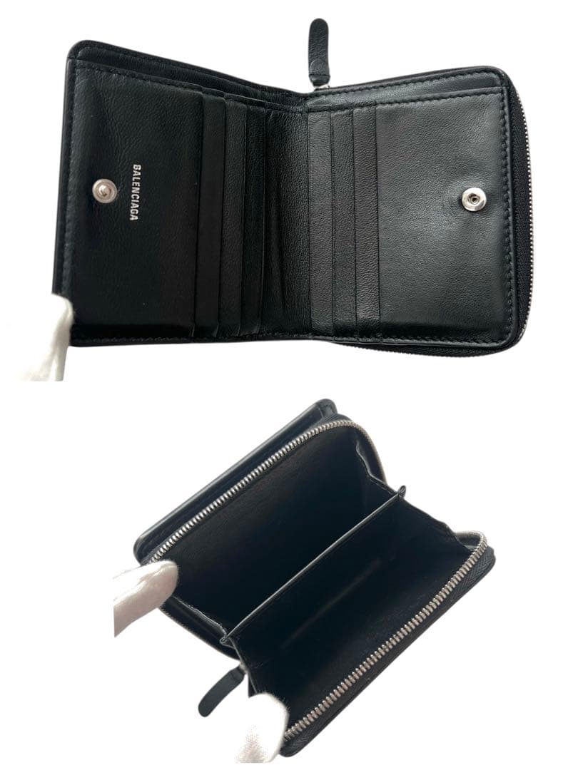 美品✨BALENCIAGAバレンシアガ財布　二つ折財布ファスナー490618 黒