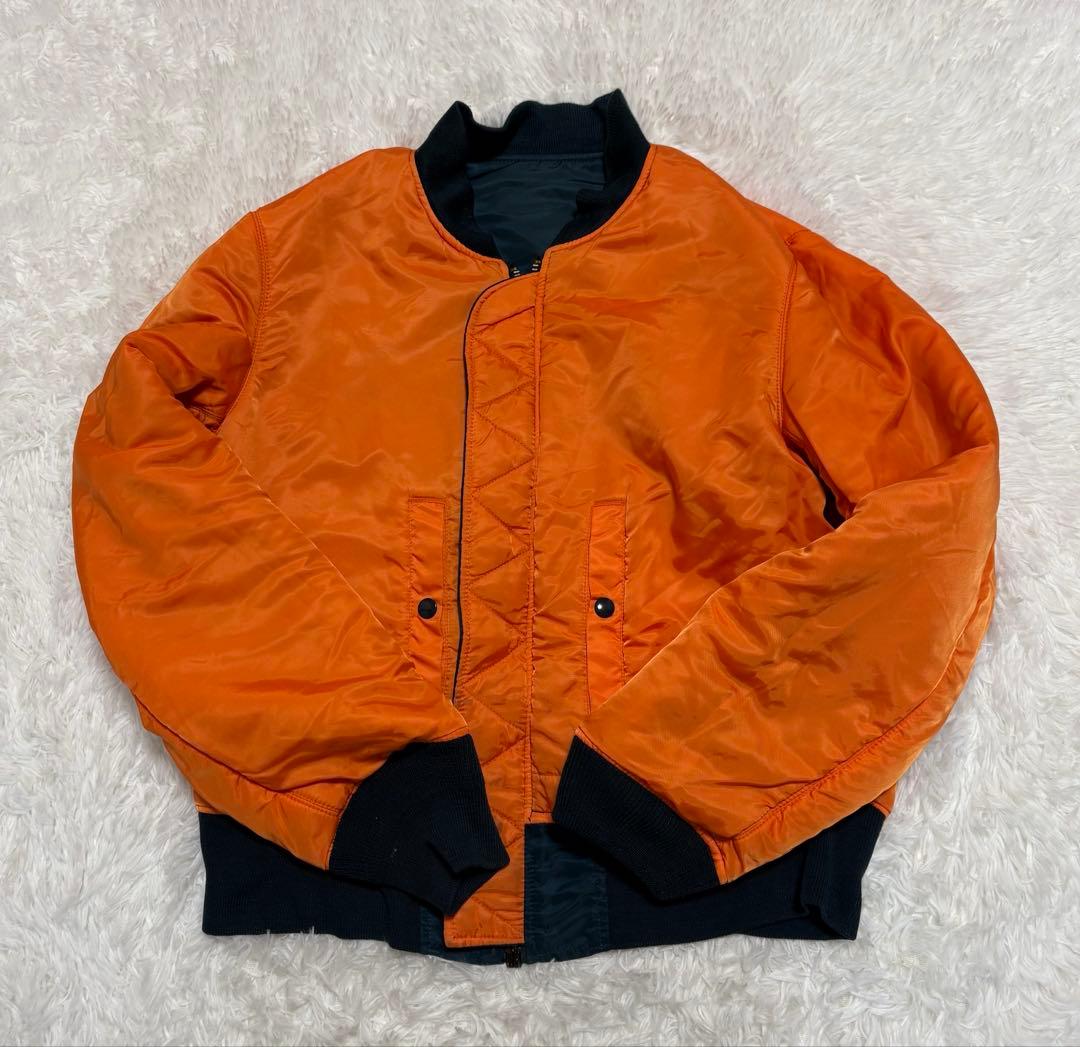 アルファ　MA-1 フライトジャケット　中綿　リバーシブル　中綿　ブルー　S