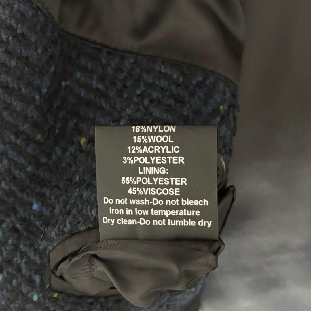 PALTOメランジ ヘリンボーンフリースウール チェスターコート ダークネイビー