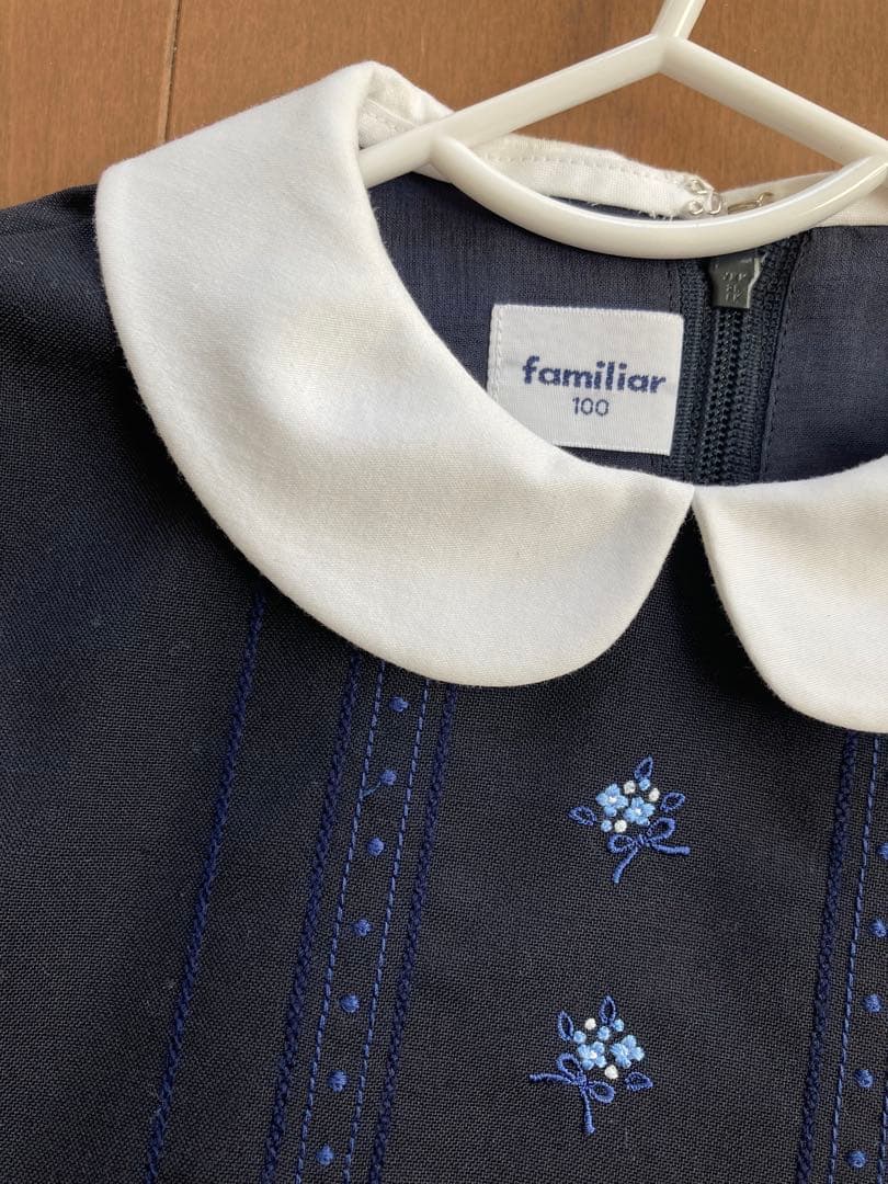 お値下げ♡familiar♡現行品ワンピース♡100♡ネイビー♡