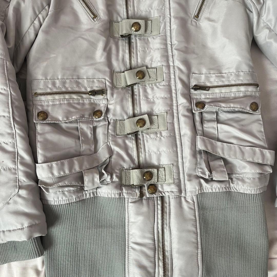 平成ブルゾンパンクグランジy2kファージャケットダウンコアarchiveグレー