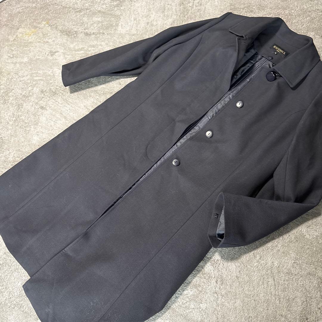 【美品】お受験 高級ロングコート S ネイビー 紺 エスコミュール小学校、幼稚園