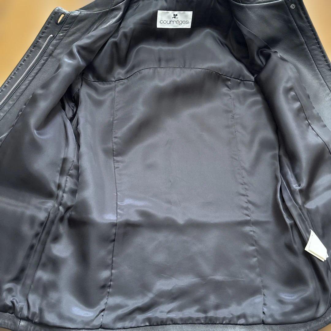 Courreges クレージュ 黒 レザージャケット 羊革