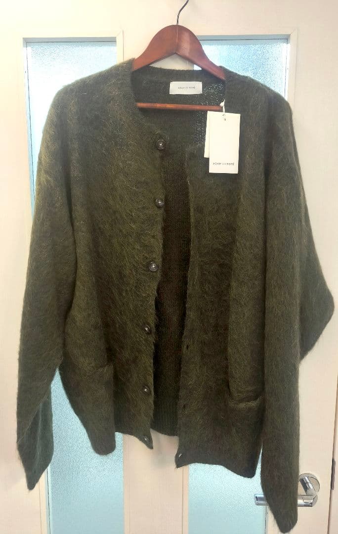ADAM ET ROPÉ モヘアミックス クルーネックカーディガン カーキ