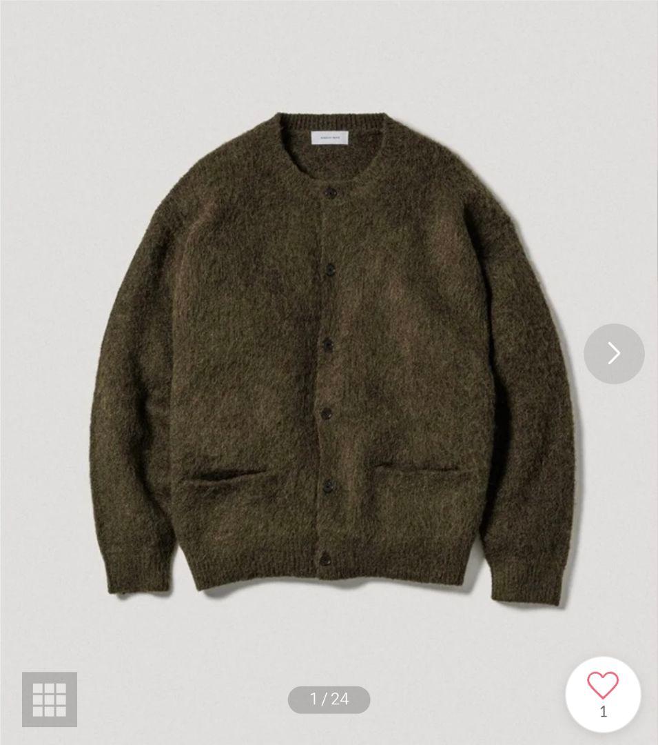 ADAM ET ROPÉ モヘアミックス クルーネックカーディガン カーキ