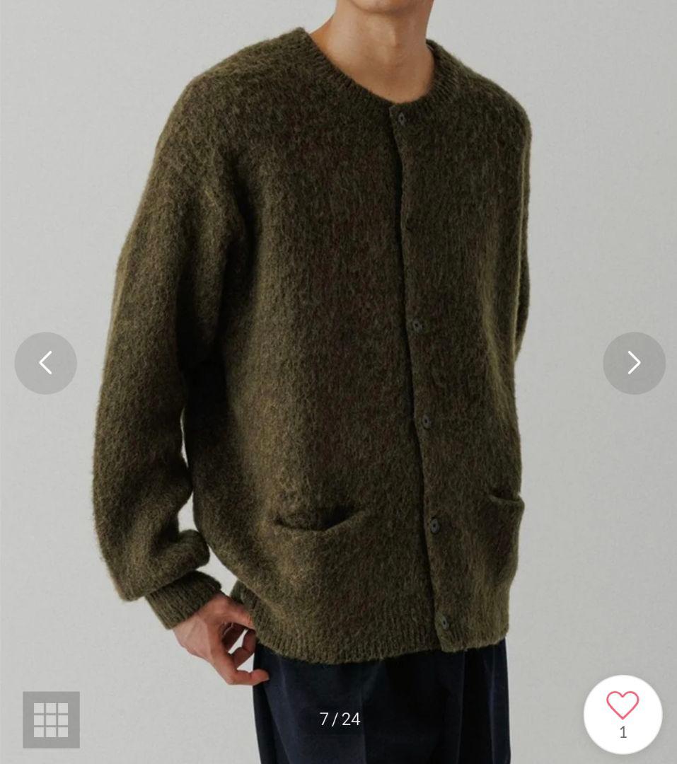 ADAM ET ROPÉ モヘアミックス クルーネックカーディガン カーキ