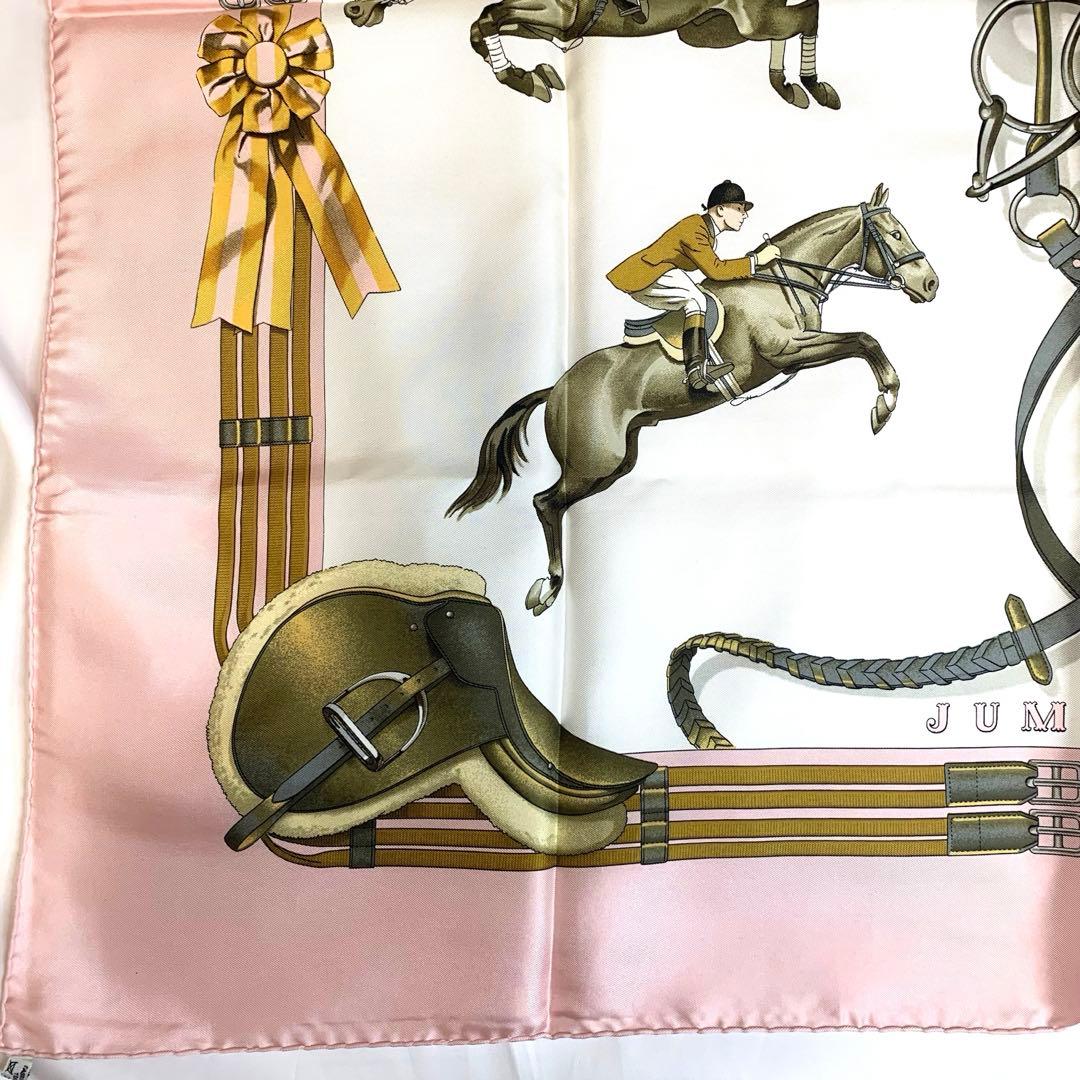 未使用✨HERMES エルメス スカーフ カレ90 馬術 ピンク 90cm