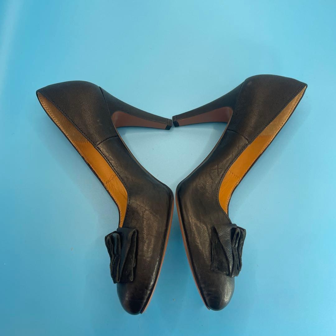 LANVIN en Bleu ランバン ヒール　リボン　ブラック　23㎝