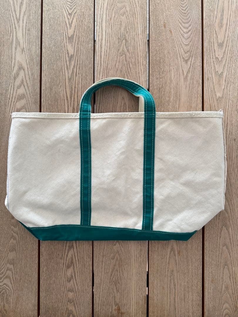 90s L.L.Bean トートバッグ アイボリー/グリーン