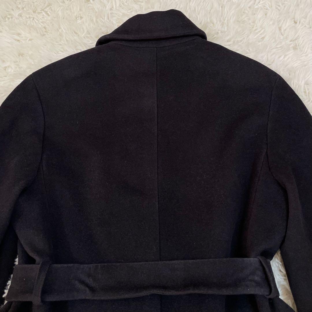 マックスマーラ ステンカラーコート　ロングコート　アンゴラ　シルク　ブラック38