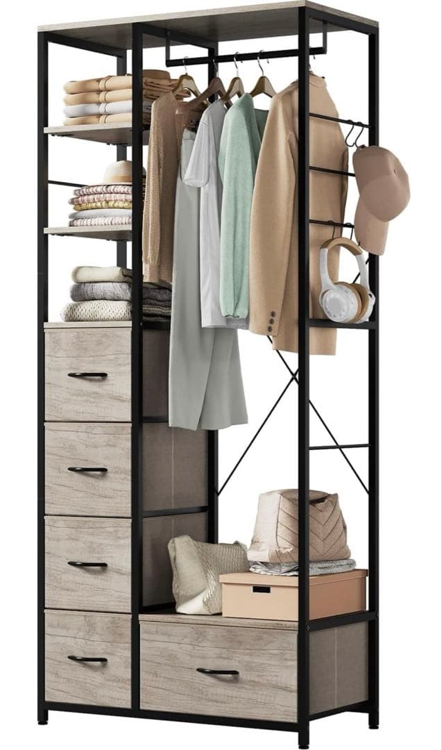 未使用⭐️ハンガーラック 引き出し付き 幅80 チェスト タンス 新生活