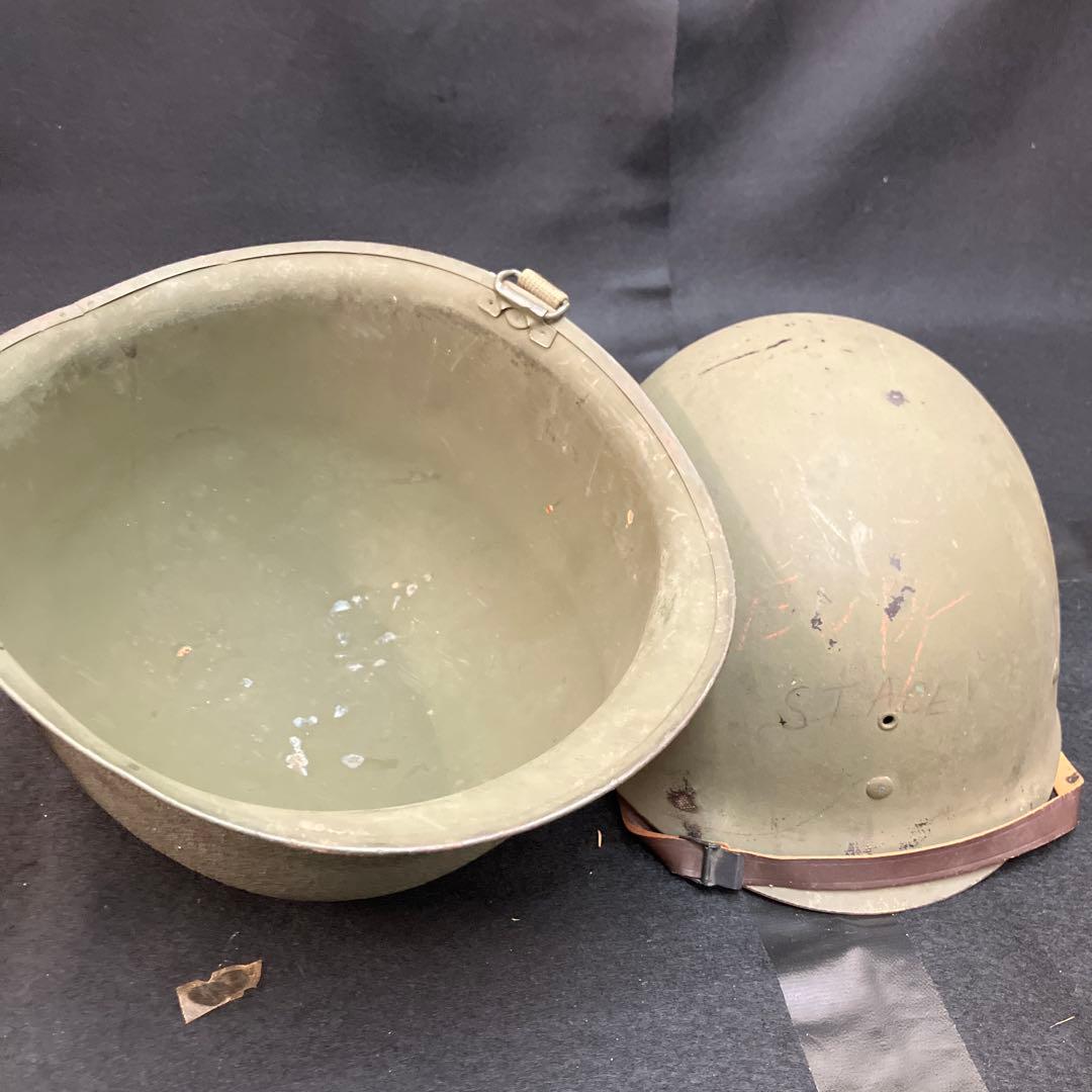 H*Q様 米軍 実物 二次戦 ナム戦 空挺M1ヘルメット シェル ライナー デッ