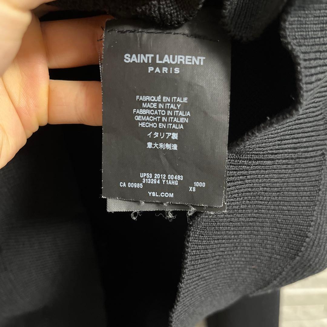 Saint Laurent Paris 12aw レザーカラーカーディガンXS