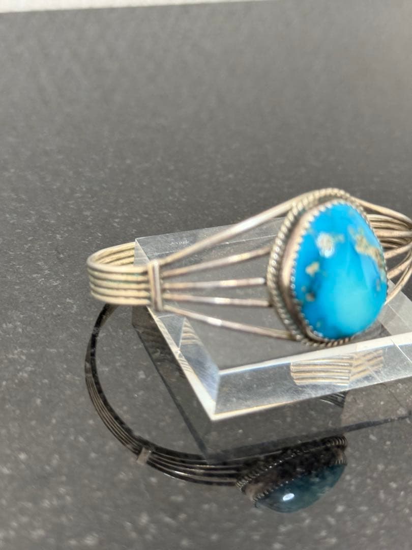 NAVAJO ナバホ PY ターコイズ1石 シルバーバングル