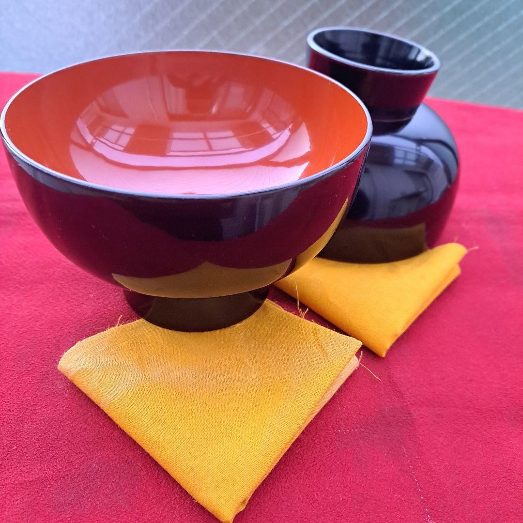 【輪島塗　合鹿椀/大椀×2客】布着本堅地 溜塗　未使用/長期保管品