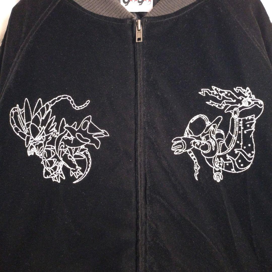 9090★ポケモン コラボ ベロア 総刺繍 中綿 キャラクター スカジャン L