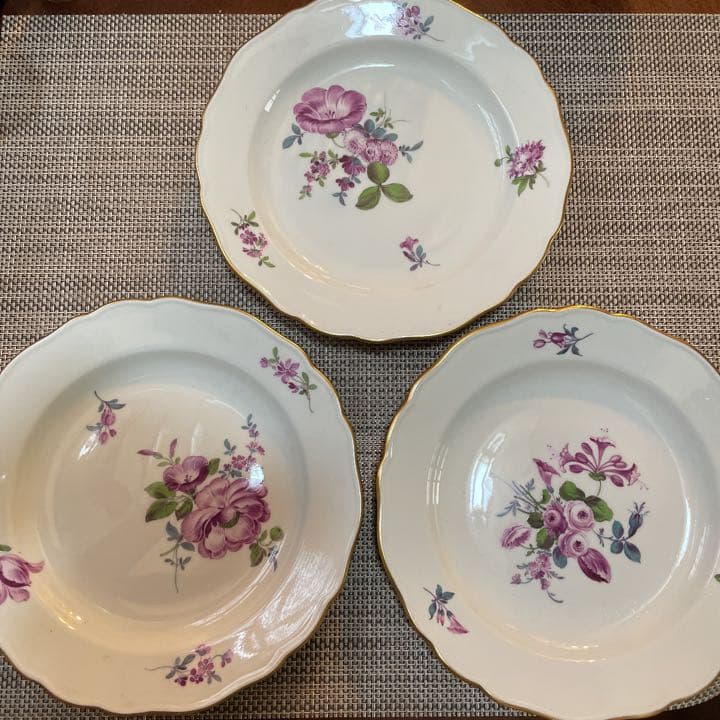 レア　手描きマイセン　ケーキ皿　3枚　セット