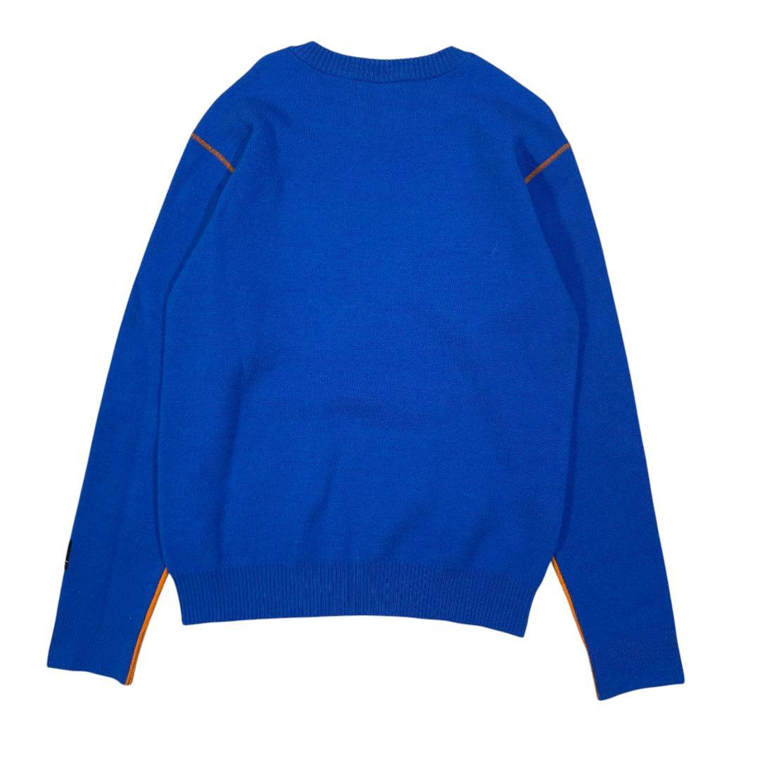 マークアンドロナ 長袖 ニット セーター 46 オレンジ ブルー ゴルフ メンズ