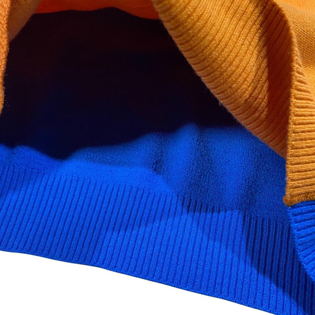 マークアンドロナ 長袖 ニット セーター 46 オレンジ ブルー ゴルフ メンズ