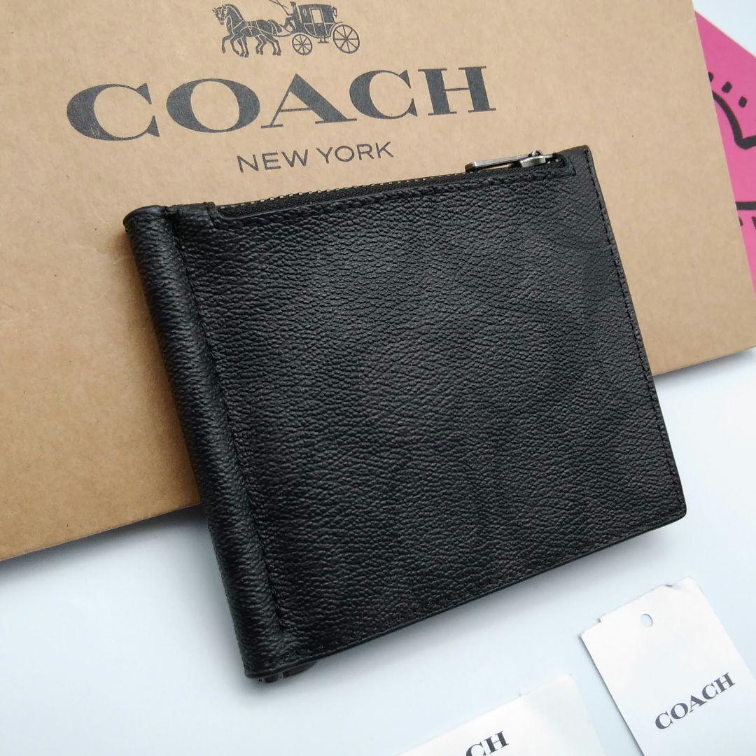 新品　COACH　マネークリップ　メンズ　人気の小銭入れ付き