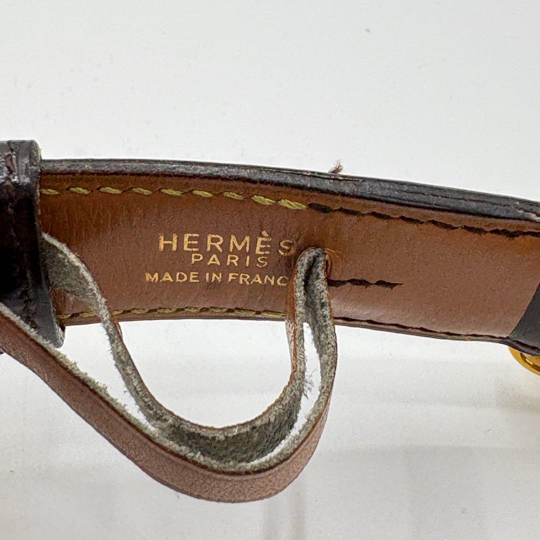 HERMESレザーベルト ゴールドバックル ブラウン フランス製
