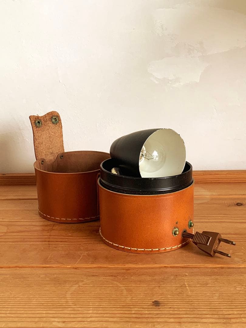 1960s ミッドセンチュリー　ビンテージ　レザー　ランプ　照明　電気スタンド