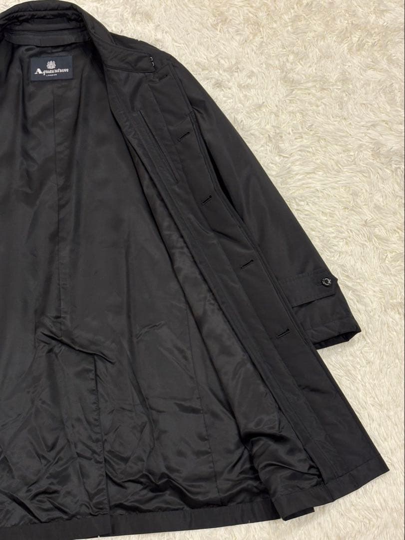 アクアスキュータム 比翼 シルク ライナー ダウン ステンカラー 38 M 黒