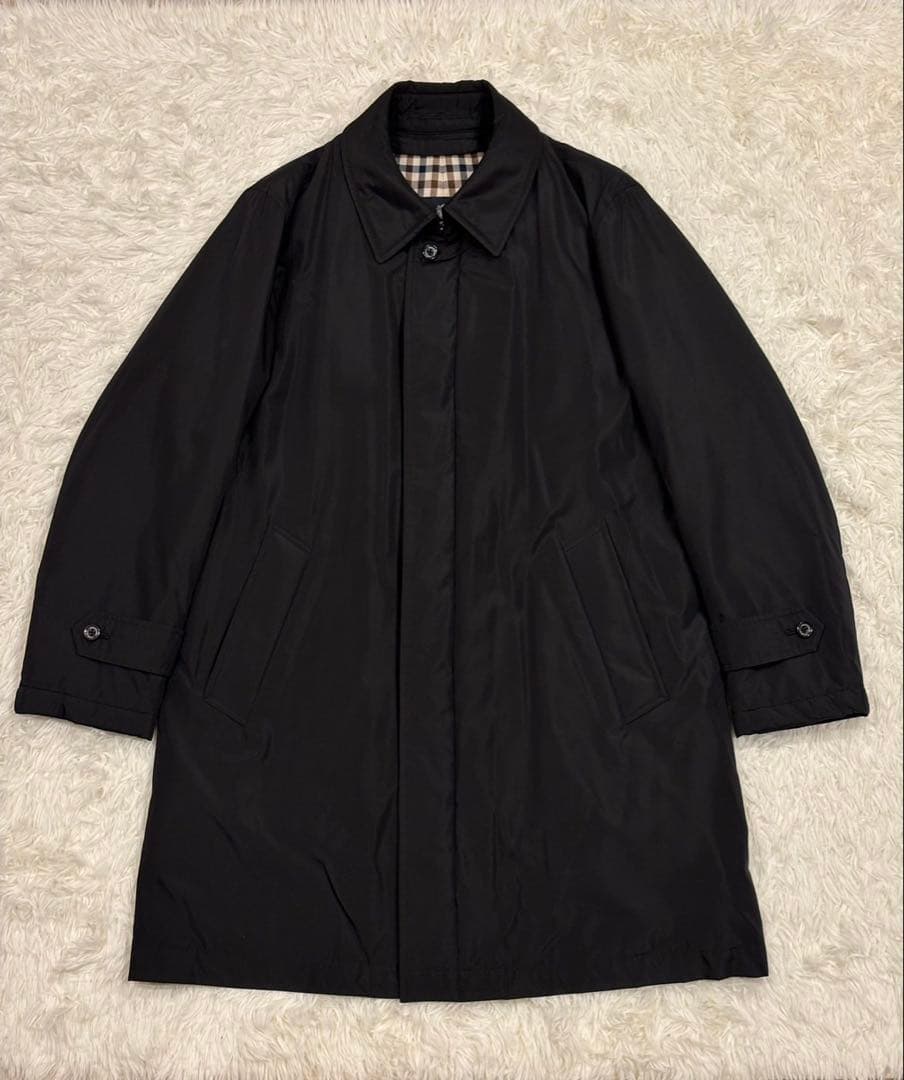 アクアスキュータム 比翼 シルク ライナー ダウン ステンカラー 38 M 黒