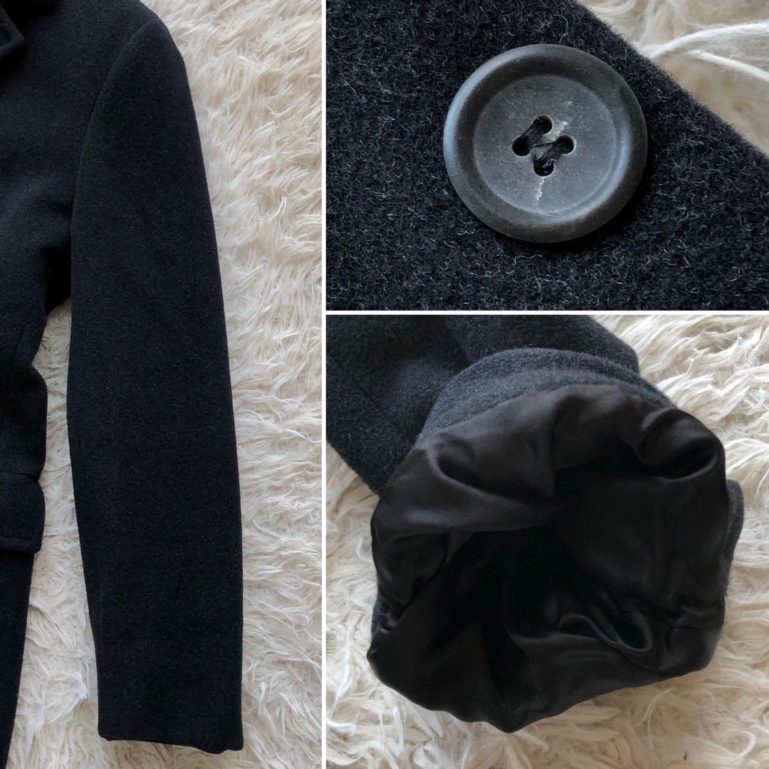 【美品】マックスマーラダブルチェスターコート　ロング　黒　毛100%　イタリア製