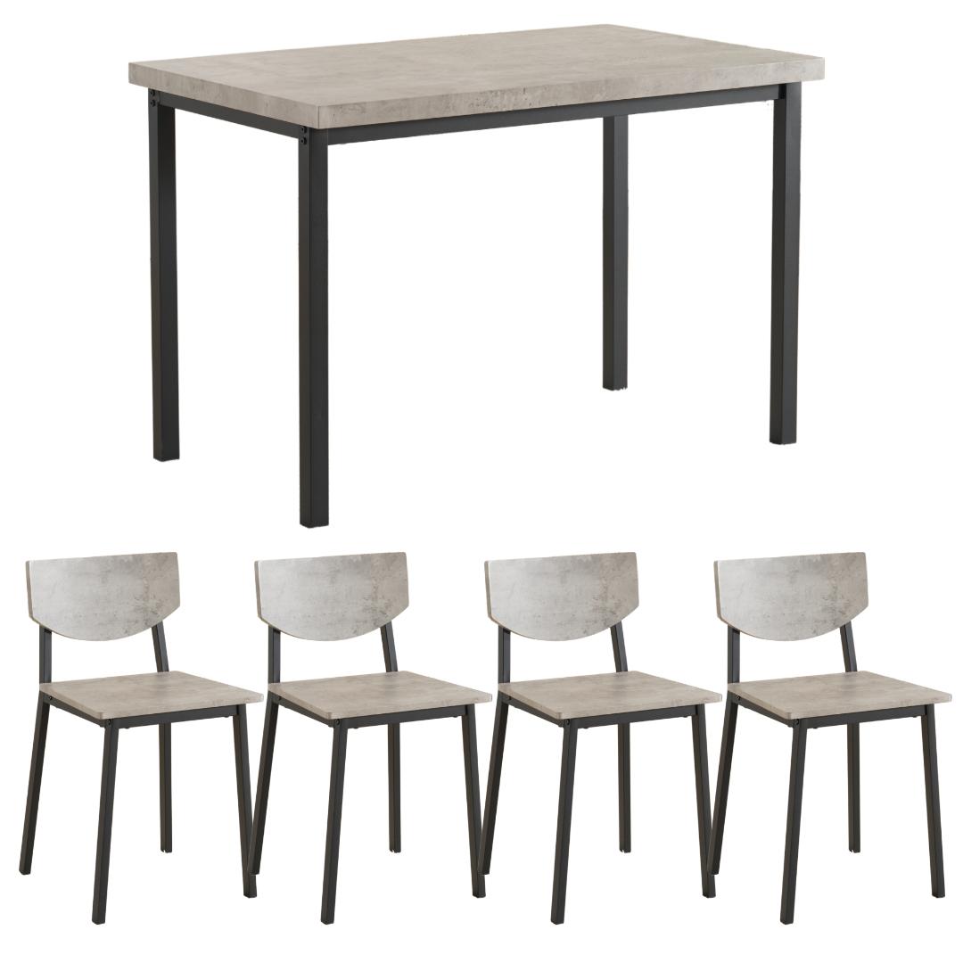 新登場！タイムセール！ダイニング5点セット　4人掛け　幅110cm　GREY