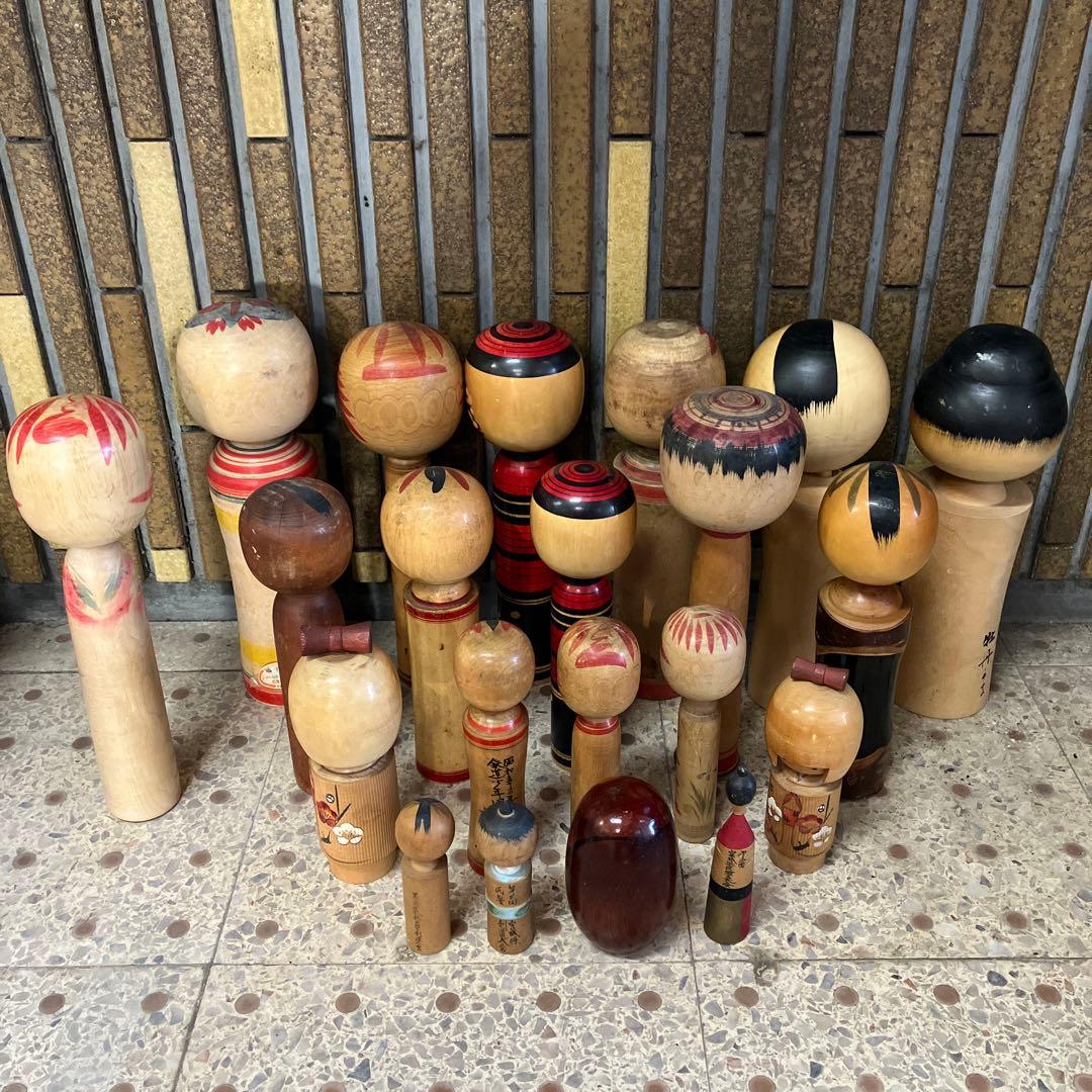 D壁 昭和レトロ こけし 小芥子 21体セット セット売り まとめ売り 木製