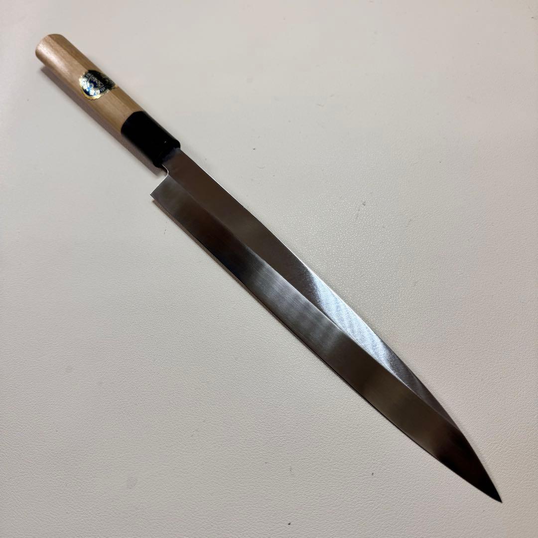 240mm 銀三本焼　柳刃包丁　クリ柄 和包丁。