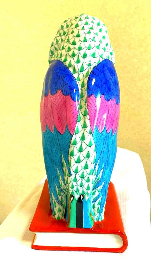 Herendふくろう約21cm鱗模様 金彩仕上げ手描フィギュリン ハンガリー製