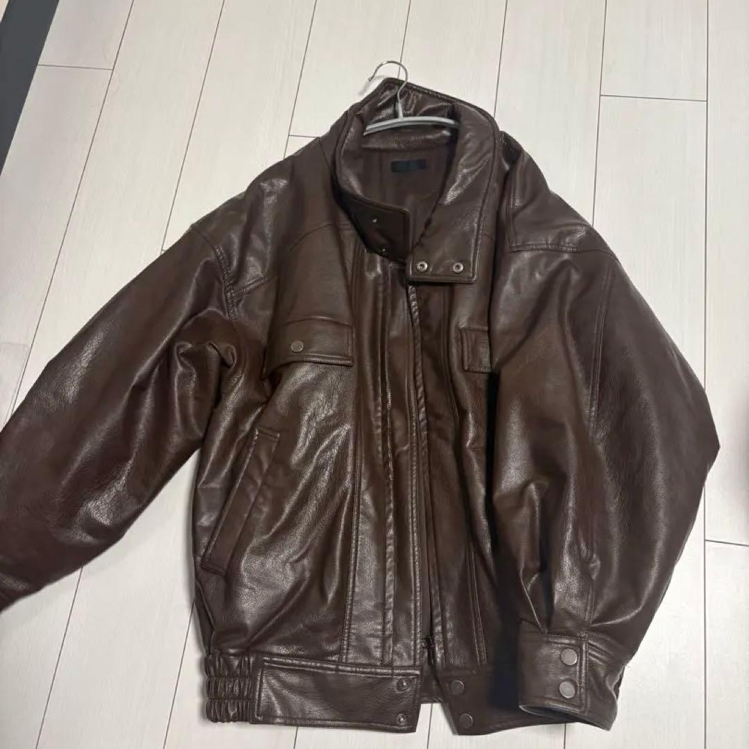 ウォッシュレザーブルゾン /Faux Leather Blouson