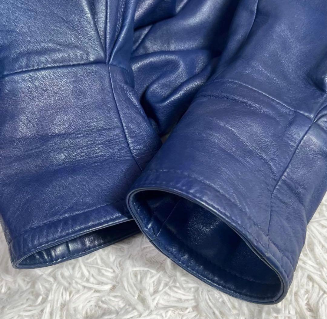ダークブルー レザーコート