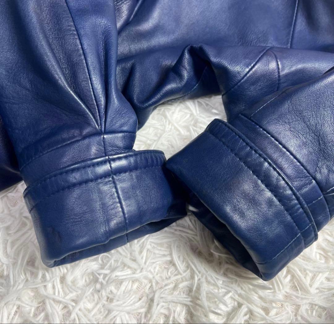 ダークブルー レザーコート