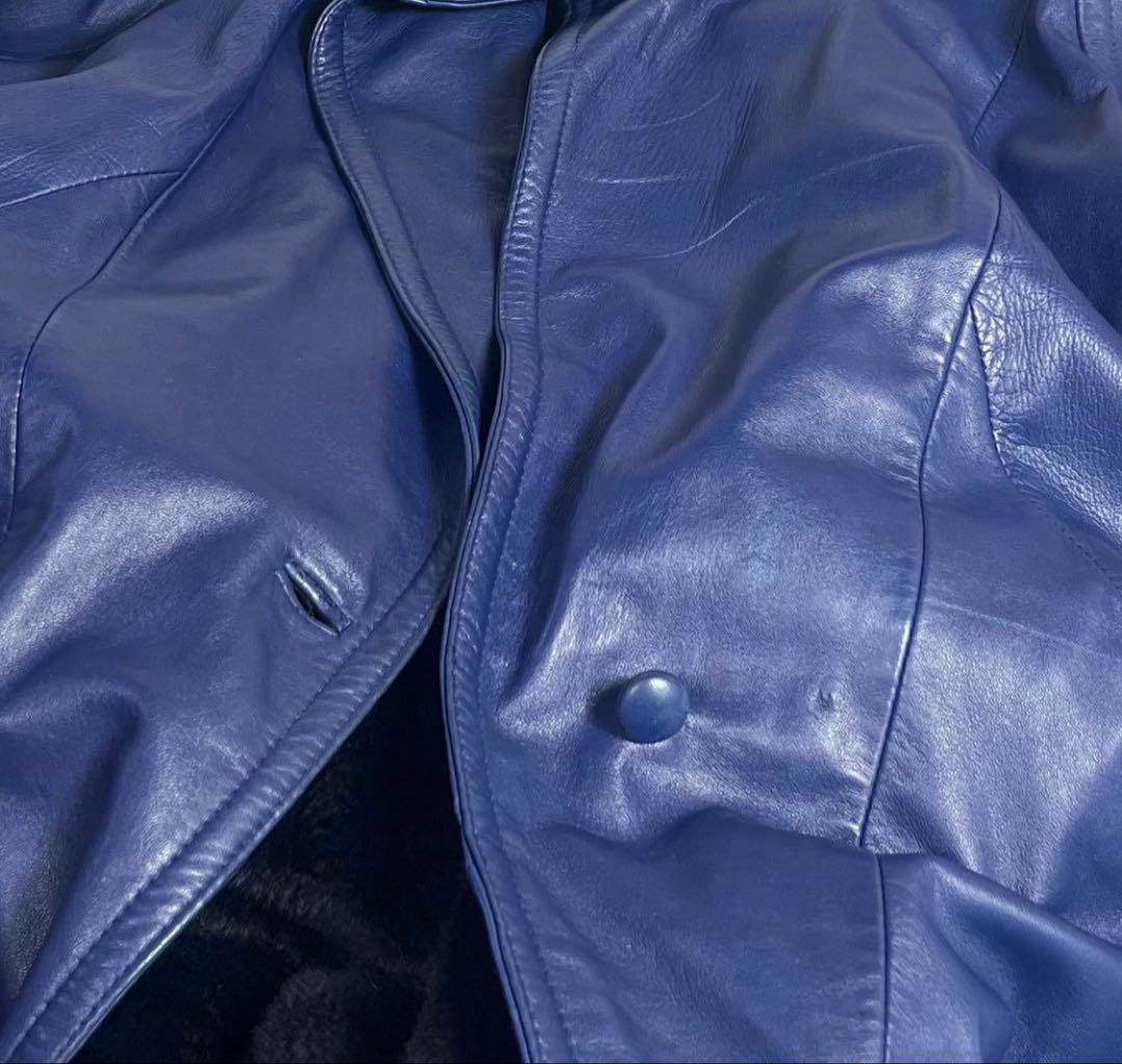 ダークブルー レザーコート