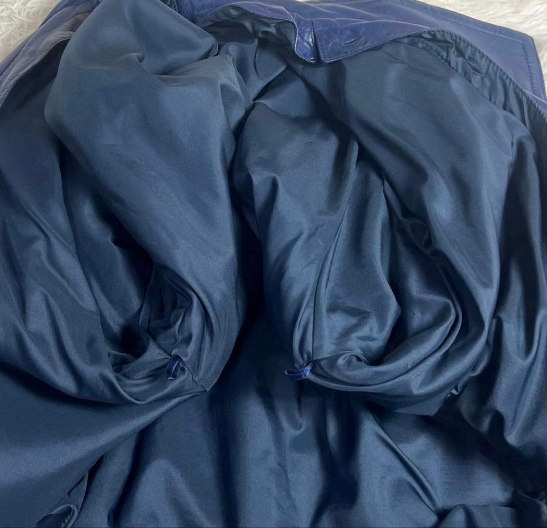 ダークブルー レザーコート