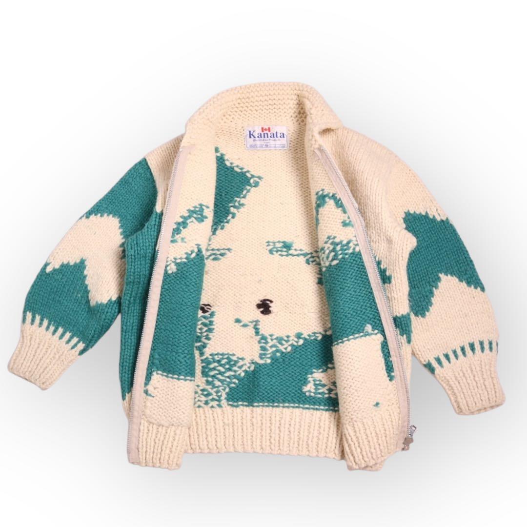 Vintage KANATA シロクマ 白熊 カウチン セーター 激レア 90s