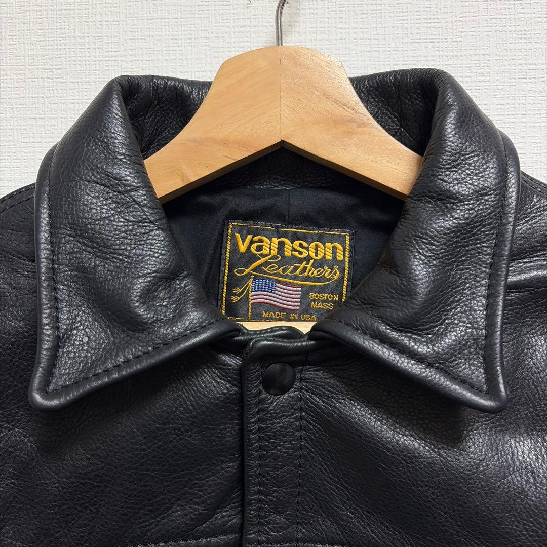 未使用バンソン vanson Gジャン型レザージャケット黒E150 36カスタム