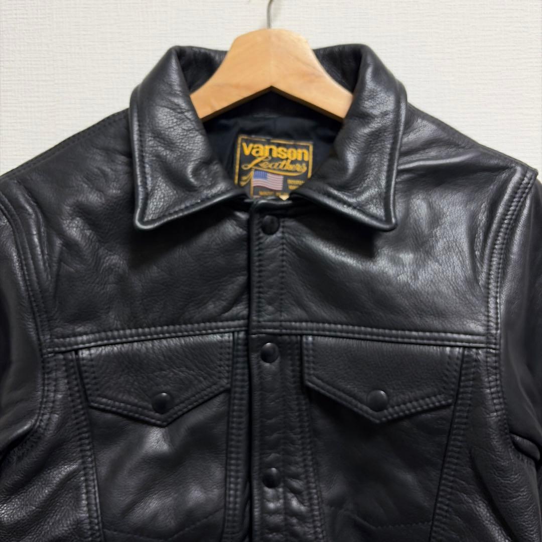 未使用バンソン vanson Gジャン型レザージャケット黒E150 36カスタム
