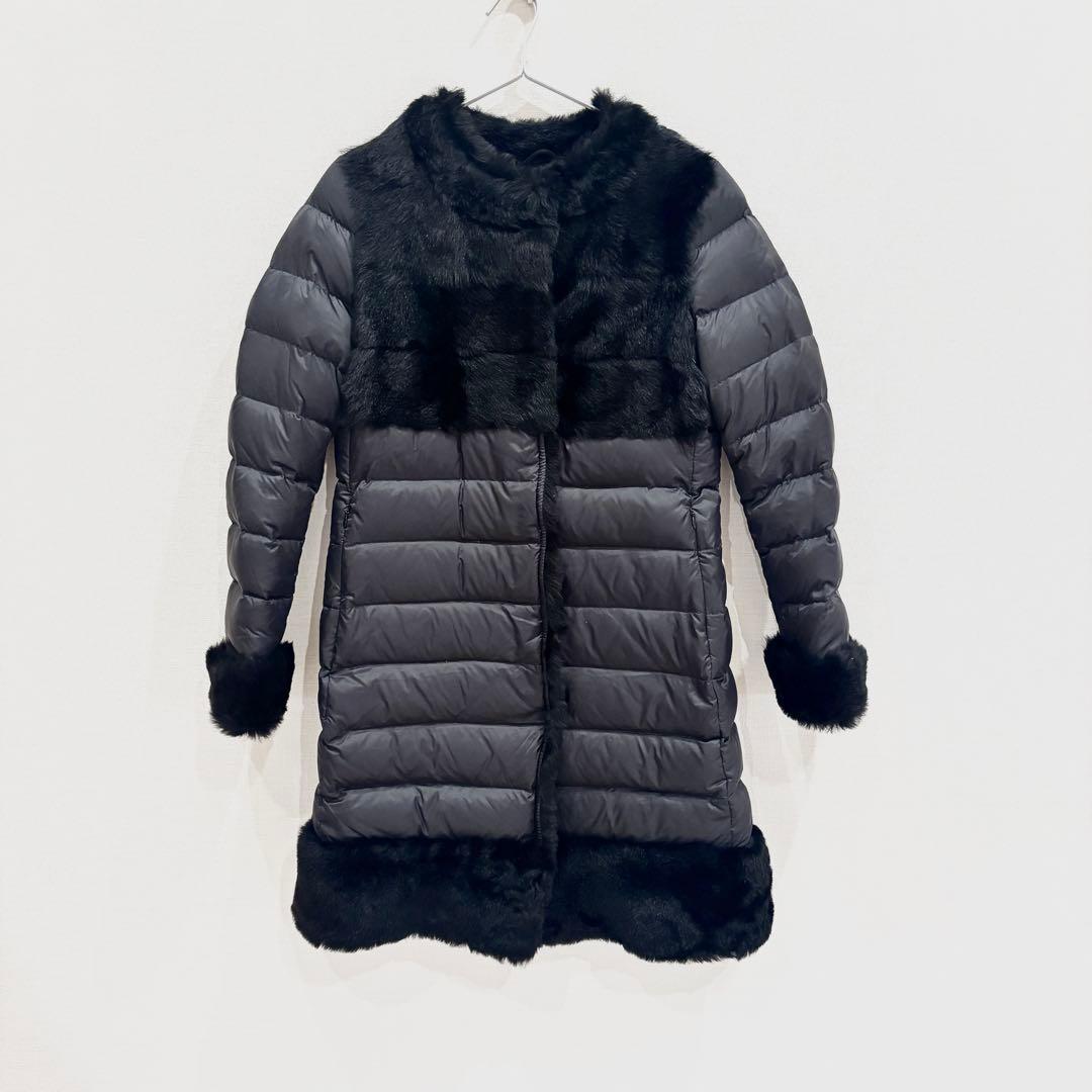 美品！EMMETI エンメティムートン　ダウンコート　ファー　ブラック