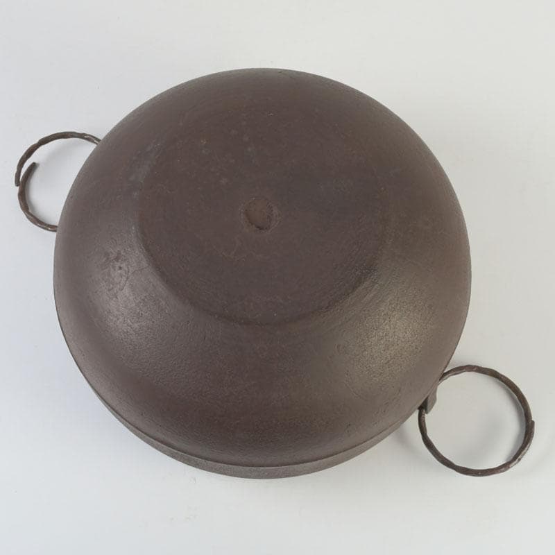 茶道具　釜師　畠春斎作　肩糸目　廣口釜　共布共箱　V　9865A