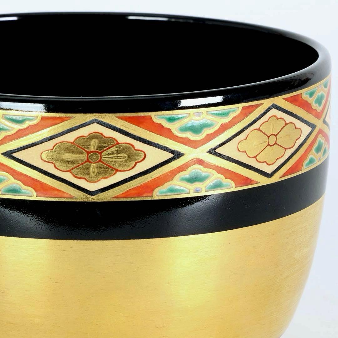 高橋道八 仁清写 色絵花菱之図茶碗 共布 共箱付 京焼 茶道具 抹茶碗 古美術品